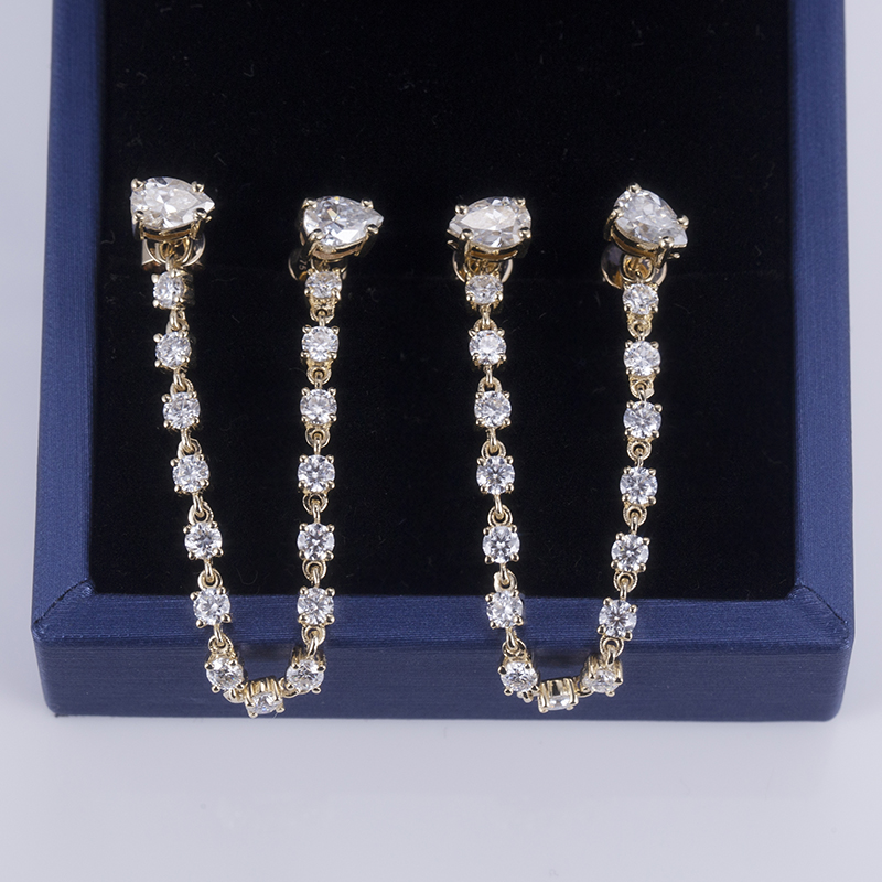 Messi Alahas - Messi Alahas 10k dilaw nga bulawan nga luho nga moissanite nga diamante nga drop nga mga ariyos 11