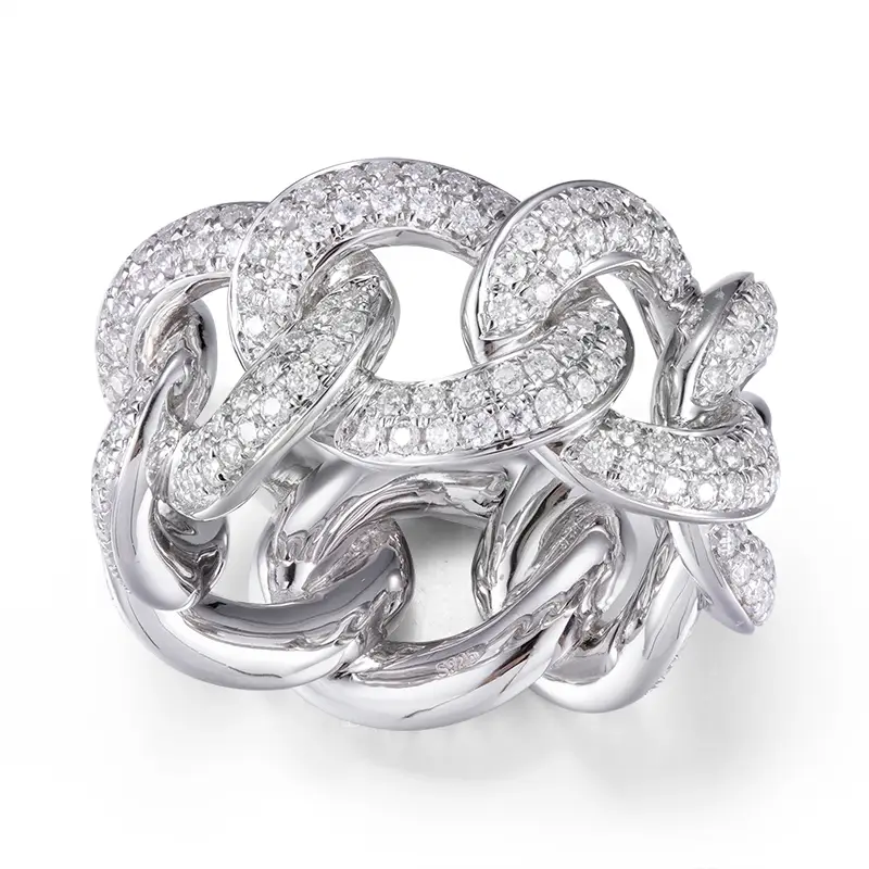 메시 쥬얼리 -Messi Jewelry MSR -569 925 실버 힙합 Moissanite Cuban Ring Rings 1