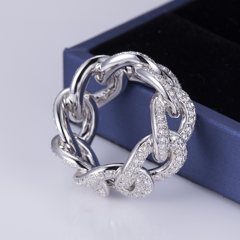 Messi Jewelry - Messi Jewelry MSR-569 925 Silver Hip Hop Moissanite Cuban Ring Rings 11