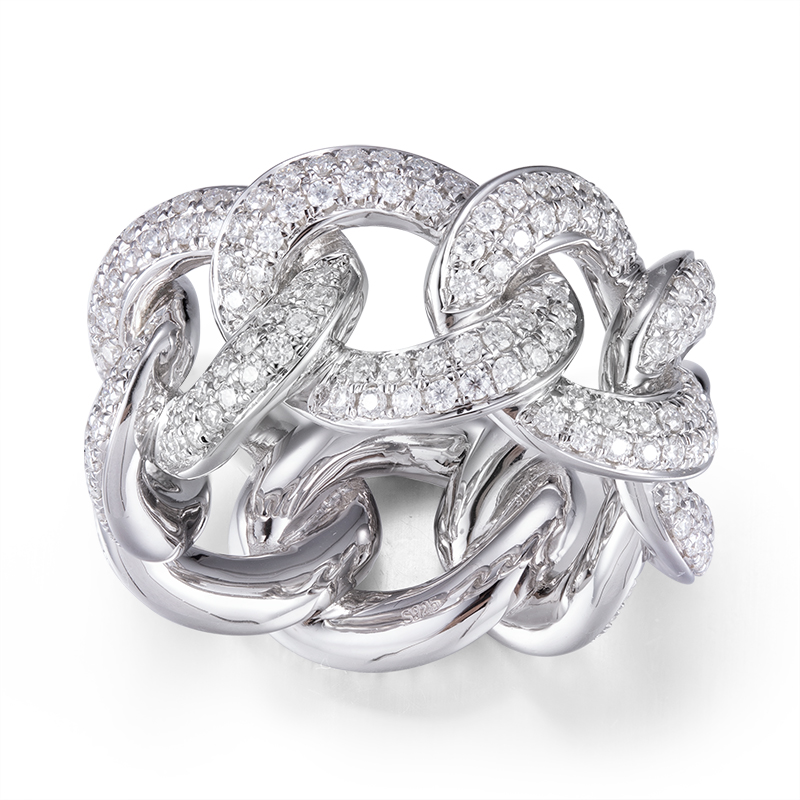 Messi Jewelry - Messi Jewelry MSR-569 925 Silver Hip Hop Moissanite Cuban Ring Rings 8
