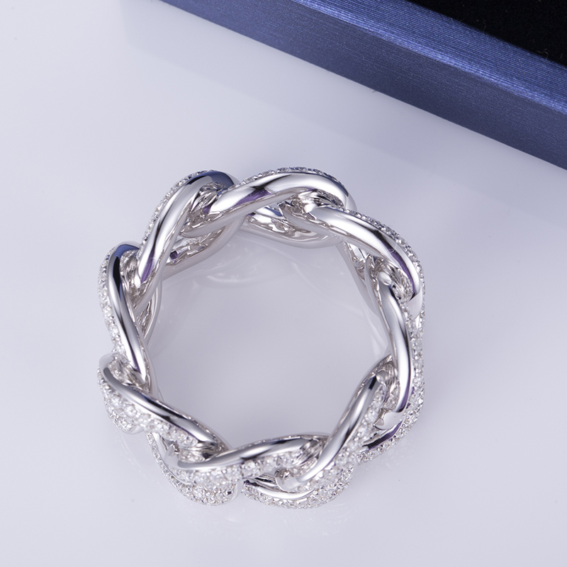 Messi Jewelry - Messi Jewelry MSR-569 925 Silver Hip Hop Moissanite Cuban Ring Rings 10