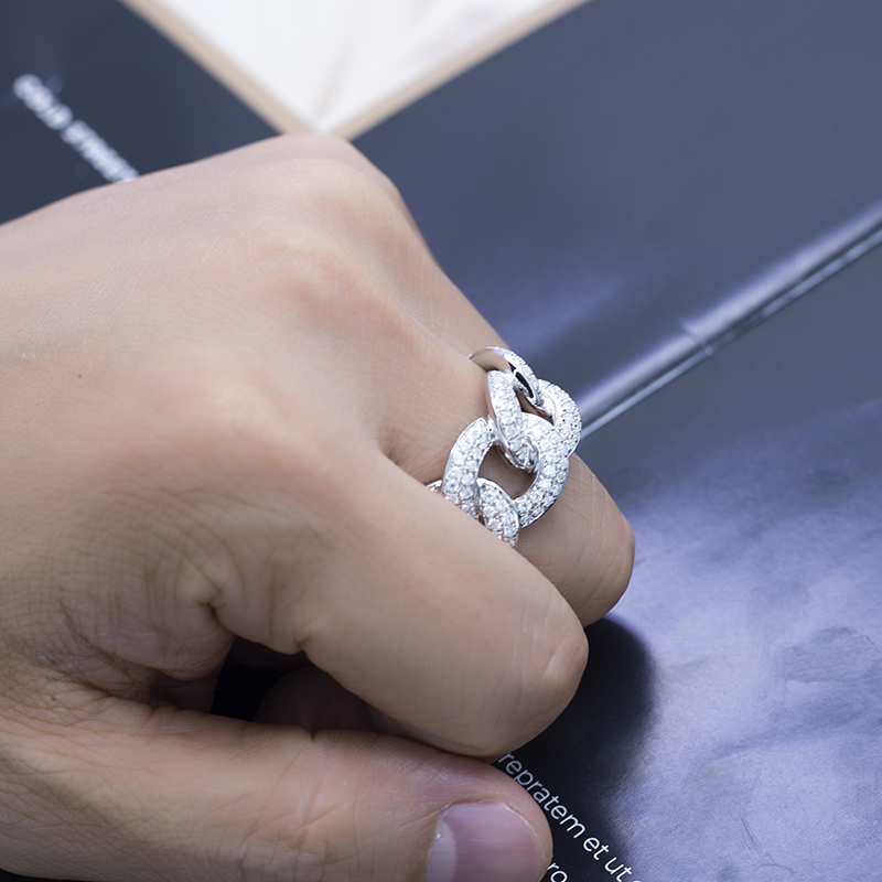 Messi Jewelry - Messi Jewelry MSR-569 925 Silver Hip Hop Moissanite Cuban Ring Rings 13