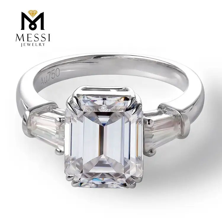 Gioielli Messi - MS -240 Messi gioielli all'ingrosso Prezzo all'ingrosso 18K bianco bianco 4 carati taglio smeraldo def vvs moissanite women anelli anelli 1