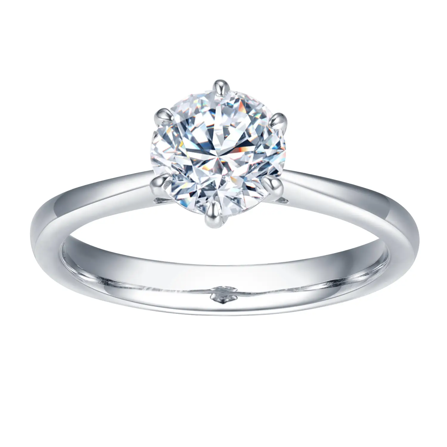 Messi Jewelry - Messi Gems MS-493 Platinum 950 Solitary 8mm Moissanite Ring Rings 1