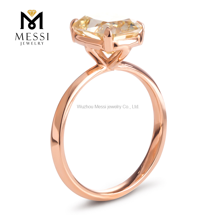 Messi Jewelry - Messi Jewelry 3.0 carat yellow solitaire moissanite diamond wedding 14k 18k rose gold ring for women Rings 10
