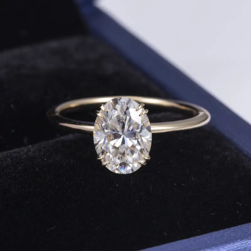 Gioielli Messi - MS -497 18K 14K 10K Gioielli in oro massiccio Donne Impegno 6*8mm Oval Moissanite Anello Moissanite Golderry 1