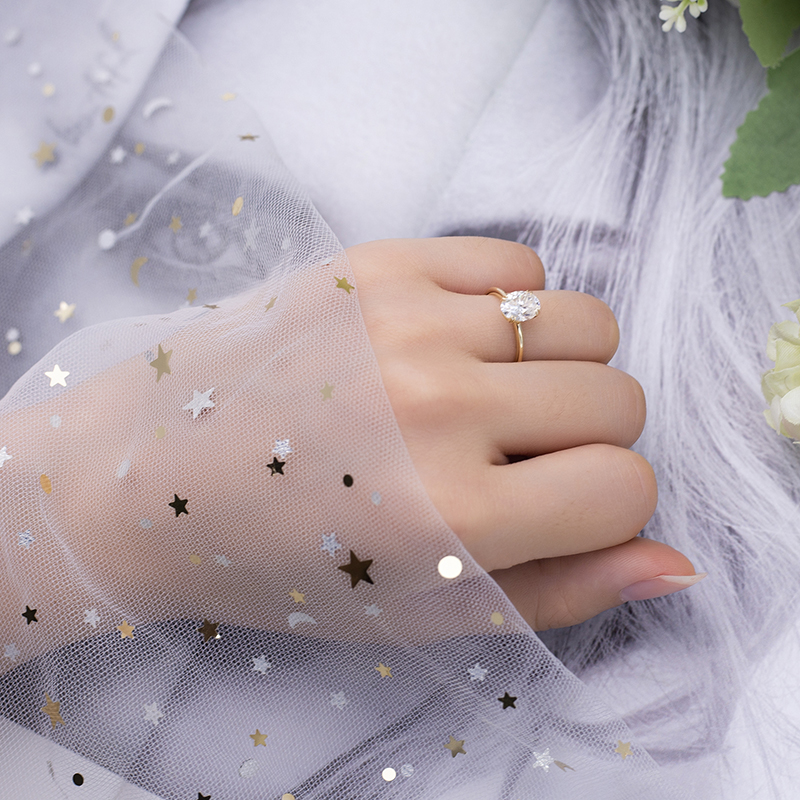 Messi Alahas - MS-497 18K 14K 10K Solid Gold Alahas Women Engagement 6*8mm Oval Moissanite Singsing Moissanite Gold Alahas 15