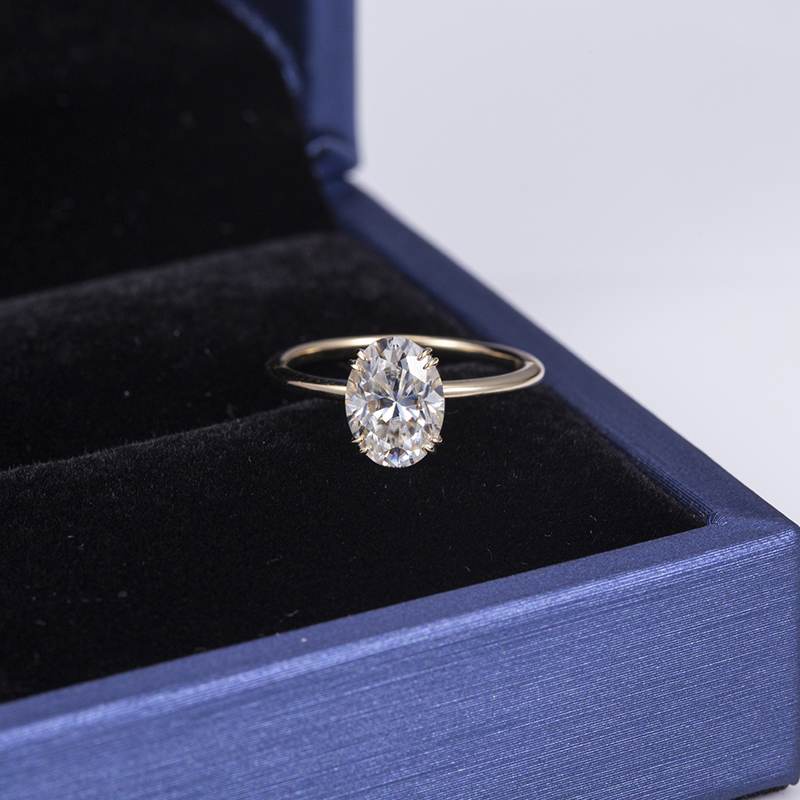 Messi Alahas - MS-497 18K 14K 10K Solid Gold Alahas Women Engagement 6*8mm Oval Moissanite Singsing Moissanite Gold Alahas 13