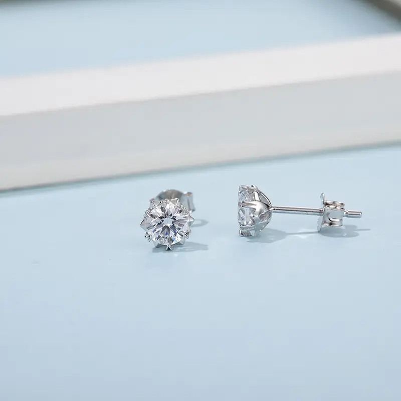Hot Sale moissanite sterling silver stud earrings from China | Messi Jewelry 5