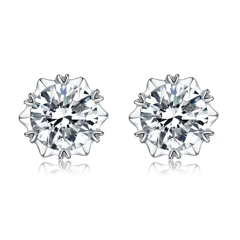Gioielli Messi - Messi gioielli oro oro placcati 0,5 ct DEF VVS 925 Sterling Silver Stud Orecchini di moissanite 1