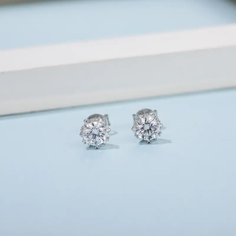 Hot Sale moissanite sterling silver stud earrings from China | Messi Jewelry 4