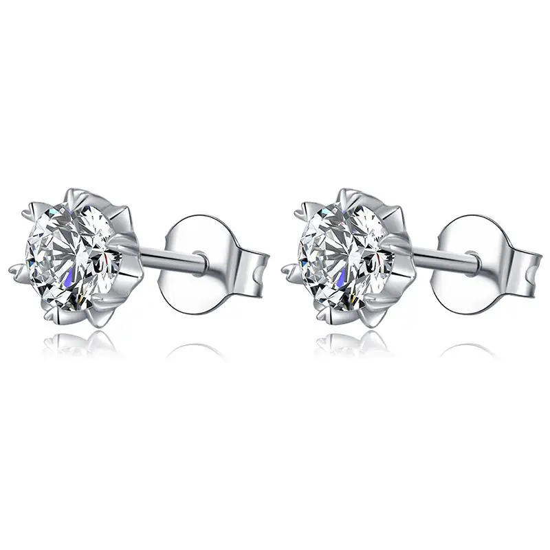Hot Sale moissanite sterling silver stud earrings from China | Messi Jewelry 3