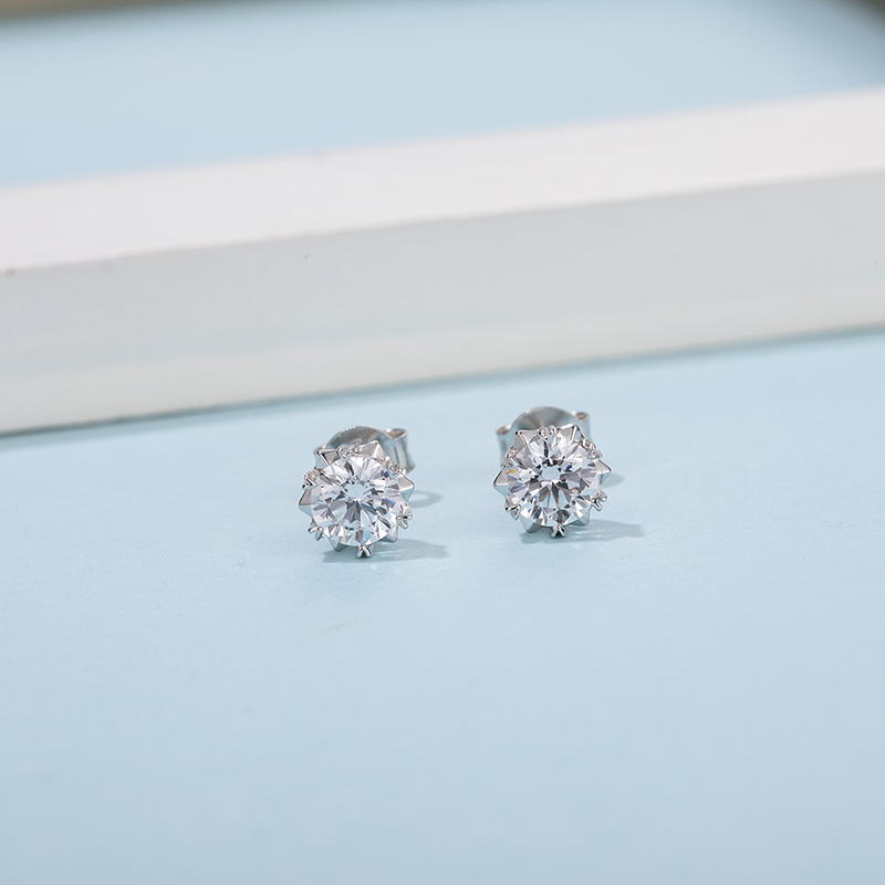 Custom moissanite earrings sterling silver factory price Manufacturer | Messi Jewelry 10