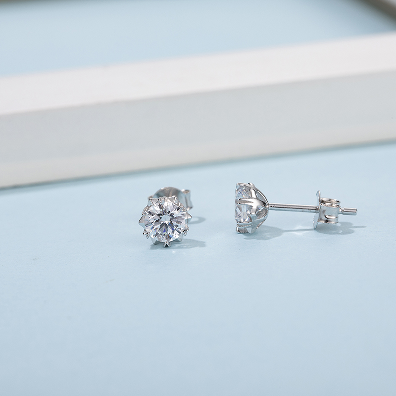 Custom moissanite earrings sterling silver factory price Manufacturer | Messi Jewelry 11