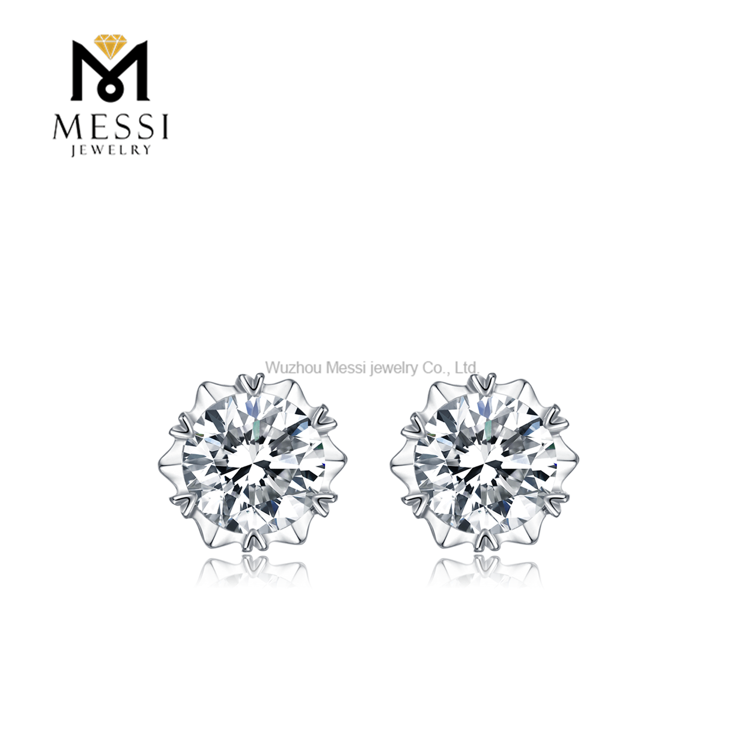 Hot Sale moissanite sterling silver stud earrings from China | Messi Jewelry 10
