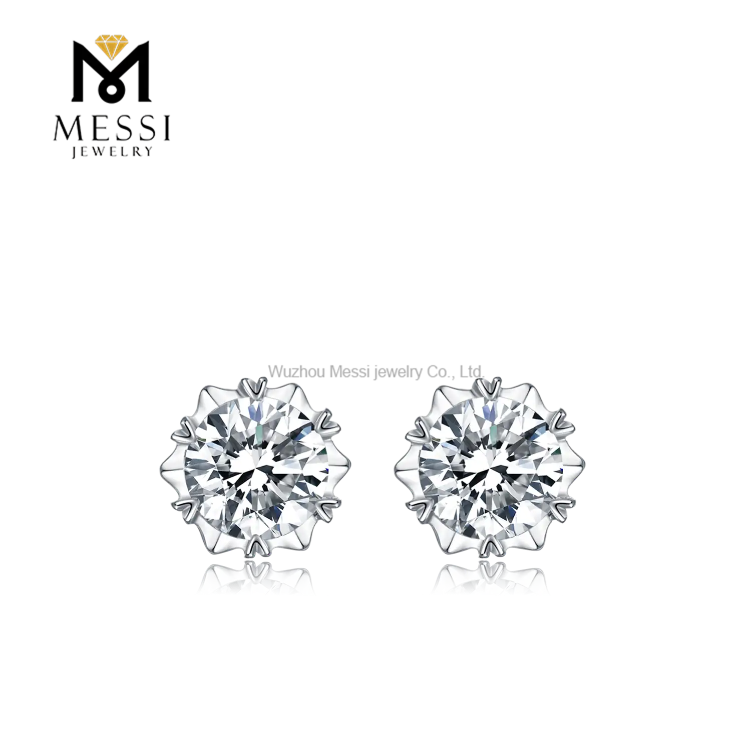 Hot Sale moissanite sterling silver stud earrings from China | Messi Jewelry 7