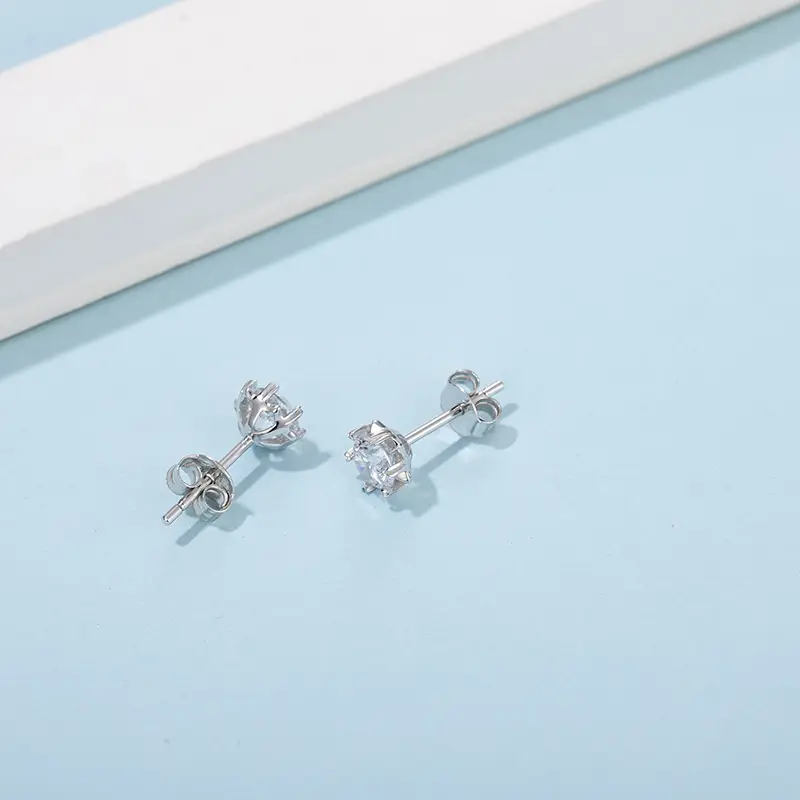Hot Sale moissanite sterling silver stud earrings from China | Messi Jewelry 6