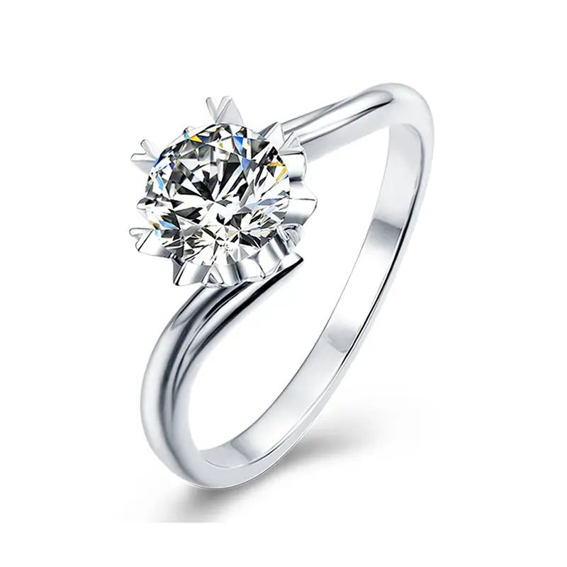 M01B Snowflake Classics 1ct Moissanite Gold Plaked 925 Sterling Silver Solitaire Anello 1