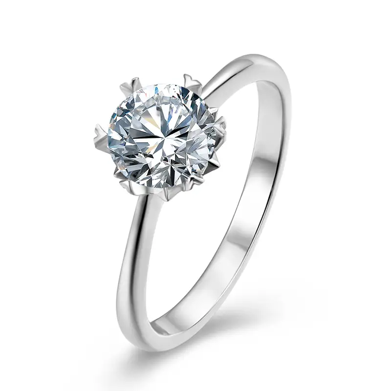 M01A Snowflake Classics 1ct Moissanite Gold Plaked 925 Sterling Silver Solitaire Anello 1