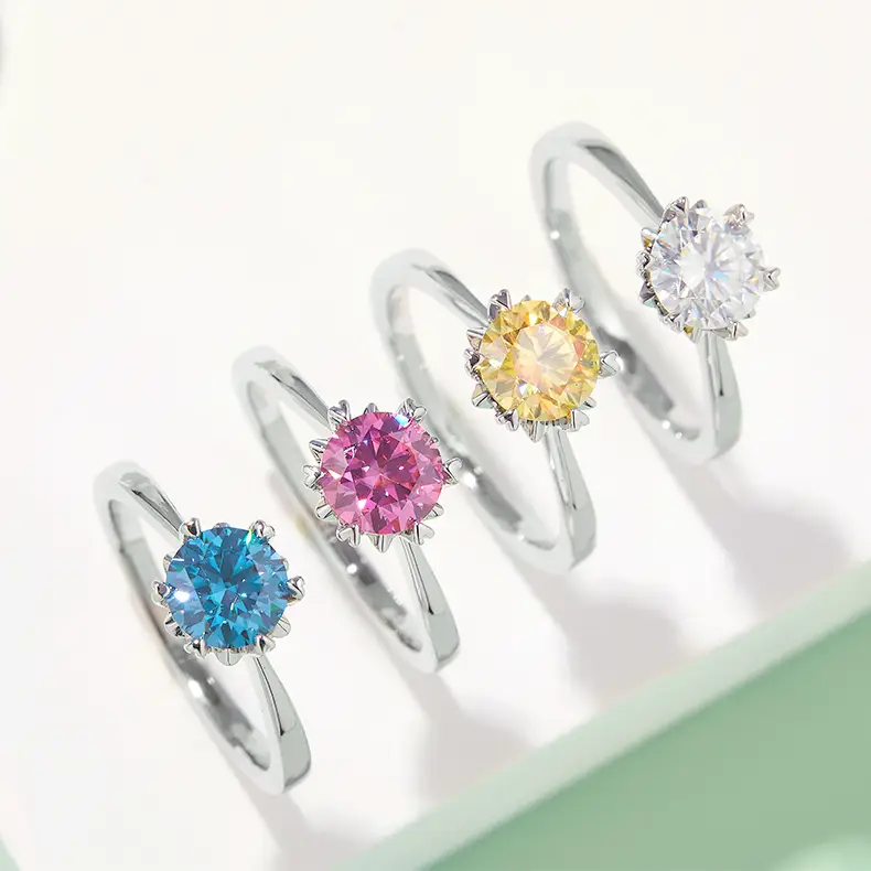 Moissanite Sterling Silver Rings with GRA Certificate 5