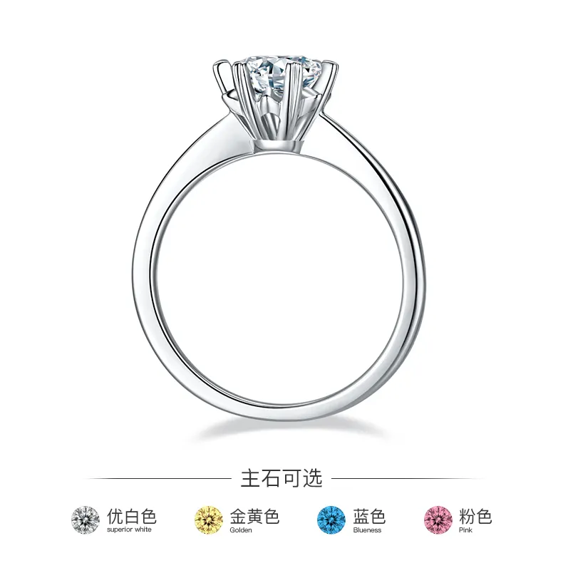 Moissanite Sterling Silver Rings with GRA Certificate 4