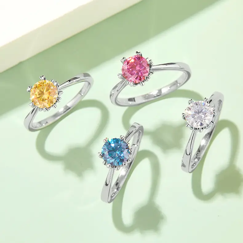 Moissanite Sterling Silver Rings with GRA Certificate 6