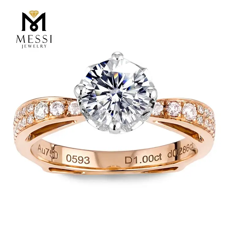 Messi Jewelry - Messi gioielli 1 carati moissanite gioielli anelli da nuca 18k oro rosa 1