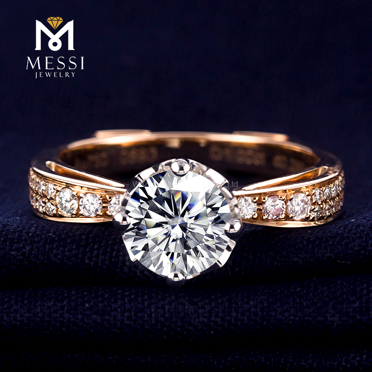 Messi Jewelry - Messi Jewelry 1 carat Moissanite Jewelry Wedding Ring 18K Rose Gold Rings 16