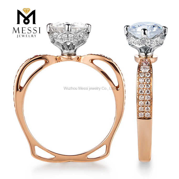 Messi Jewelry - Messi Jewelry 1 carat Moissanite Jewelry Wedding Ring 18K Rose Gold Rings 10