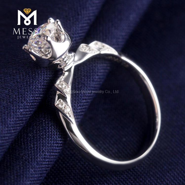 Messi Alahas - Messi Alahas 6 claw prong setting 1 Ct moissanite 18k puti nga bulawan nga mga babaye fashion Singsing singsing 12