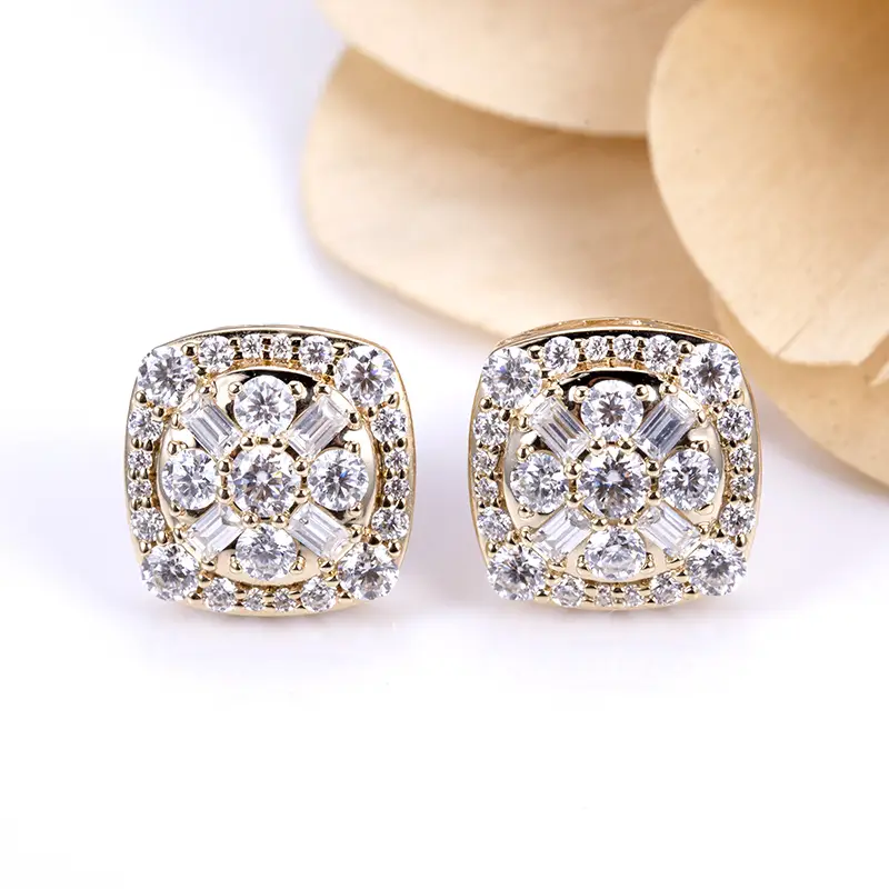 Messi Jewelry - MSE-580 18k 14k 10k Soild Gold Silver Moissanite Earrings Earrings 1