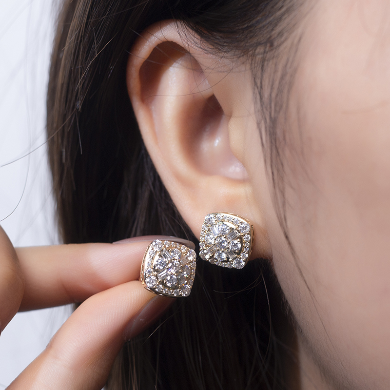 Messi Alahas - MSE-580 18k 14k 10k Soild Gold Silver Moissanite Earrings 15