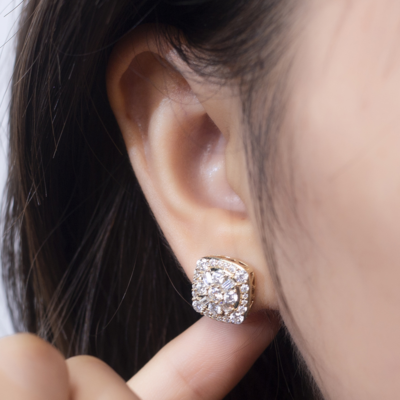 Messi Alahas - MSE-580 18k 14k 10k Soild Gold Silver Moissanite Earrings 14