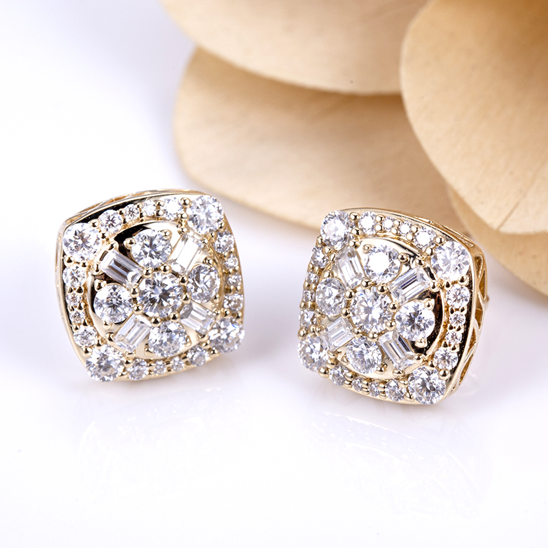 Messi Alahas - MSE-580 18k 14k 10k Soild Gold Silver Moissanite Earrings 16