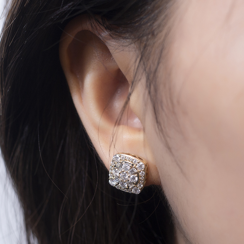 Messi Alahas - MSE-580 18k 14k 10k Soild Gold Silver Moissanite Earrings 13