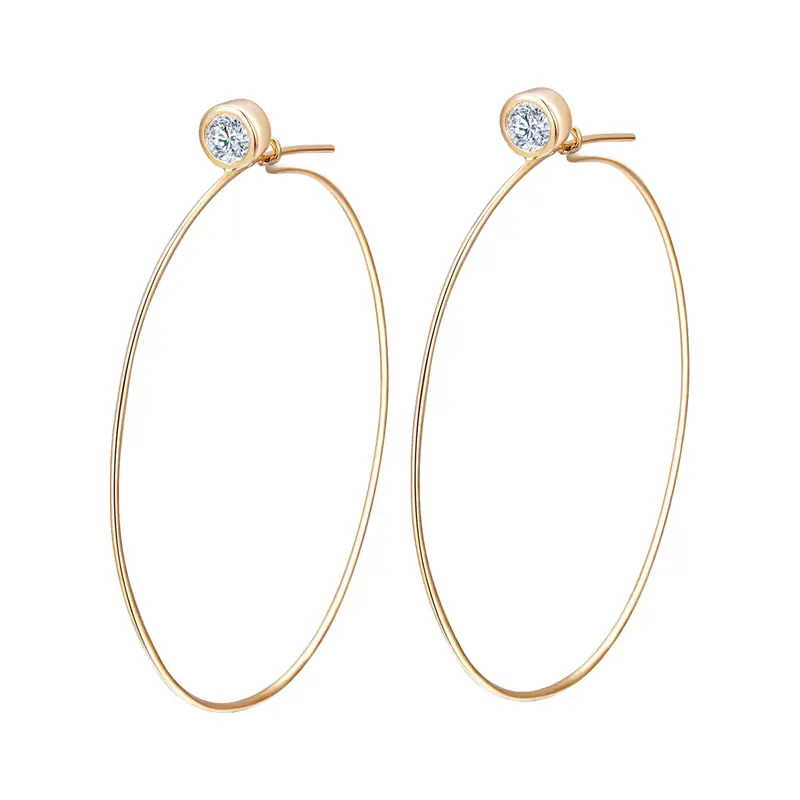 Gioielli Messi - Gioielli Messi 14K giallo in oro Def Orecchini a cerchio Moissanite 1