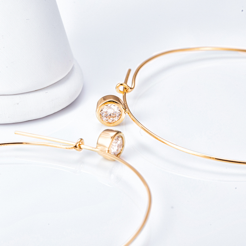 Messi Alahas - Messi Alahas 14k yellow nga bulawan nga DEF nga kolor nga moissanite hoop nga mga ariyos 11