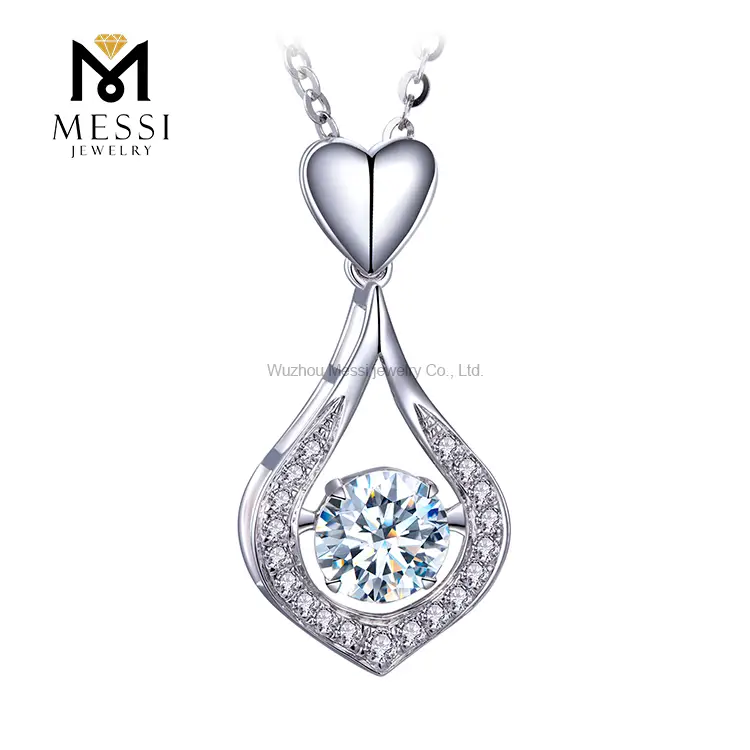 Messi Jewelry - Messi Jewelry 18K white gold Moissanite Necklace 1carat Moissanite pendant for woman Necklace 1