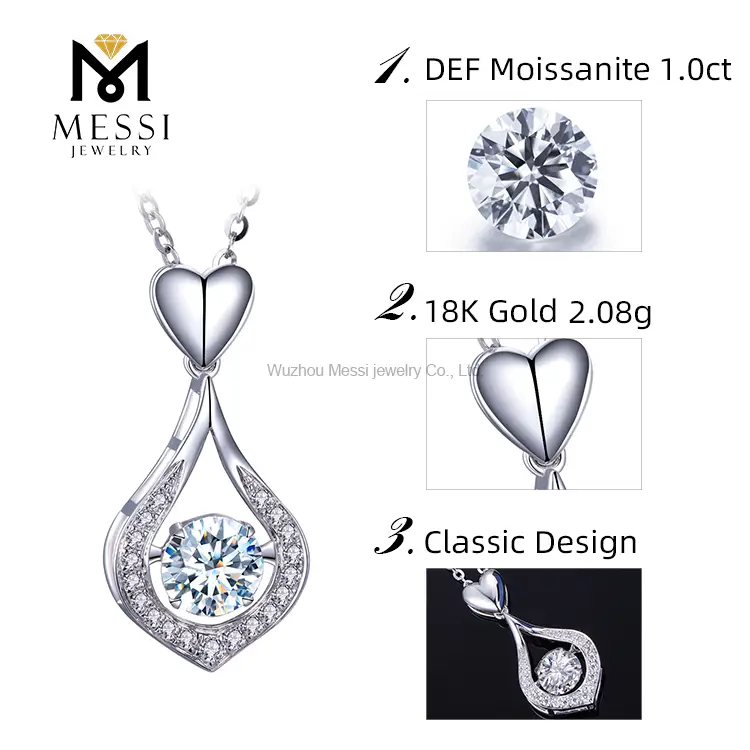 18K White Gold 1ct Moissanite Necklace - Fashionable Statement Jewelry 6
