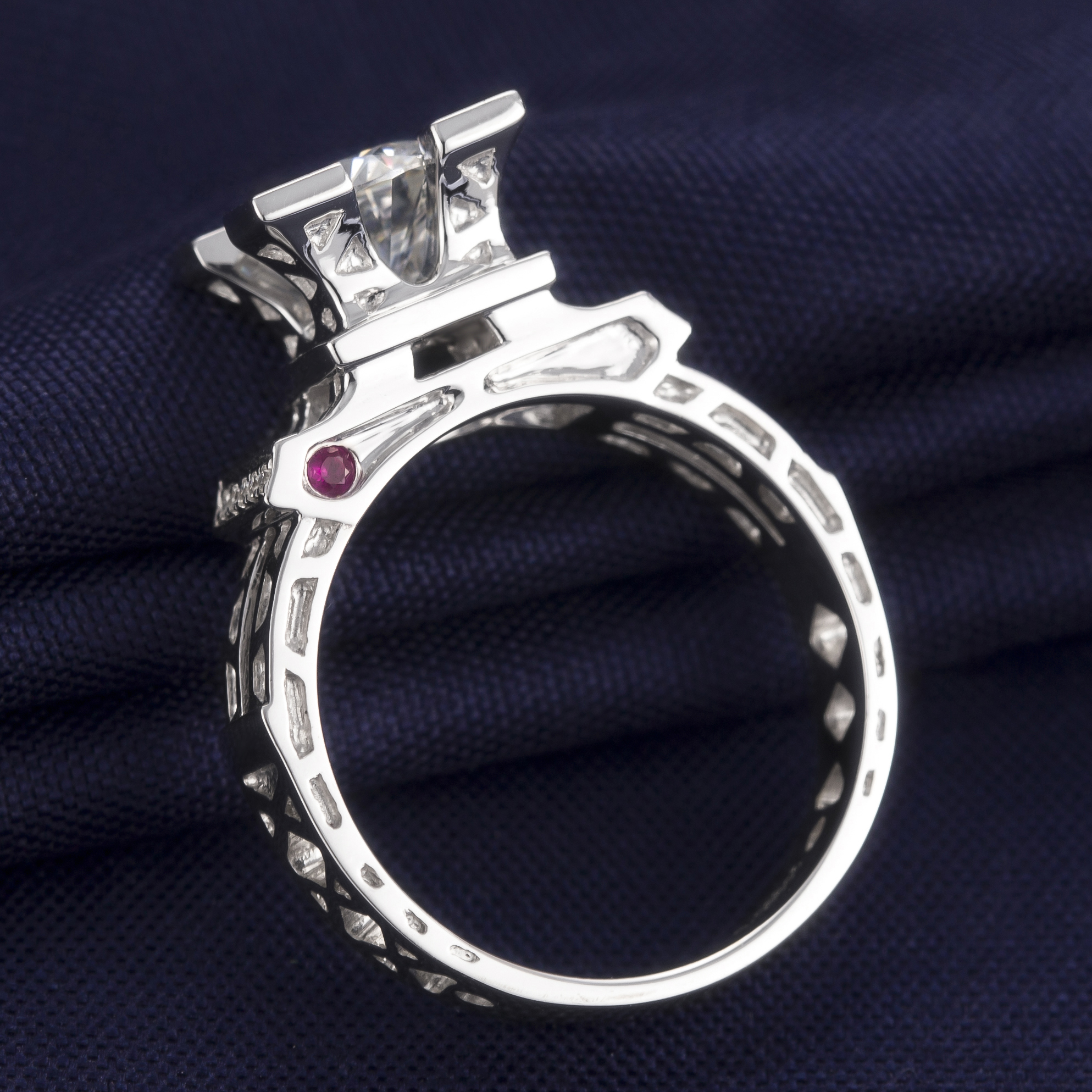 Barang Kemas Messi - Cincin Pertunangan Set Pasangan Barang Kemas Emas putih 14k 18k Perkahwinan Untuk Lelaki Wanita Cincin perkahwinan Universal Paris Tower 11