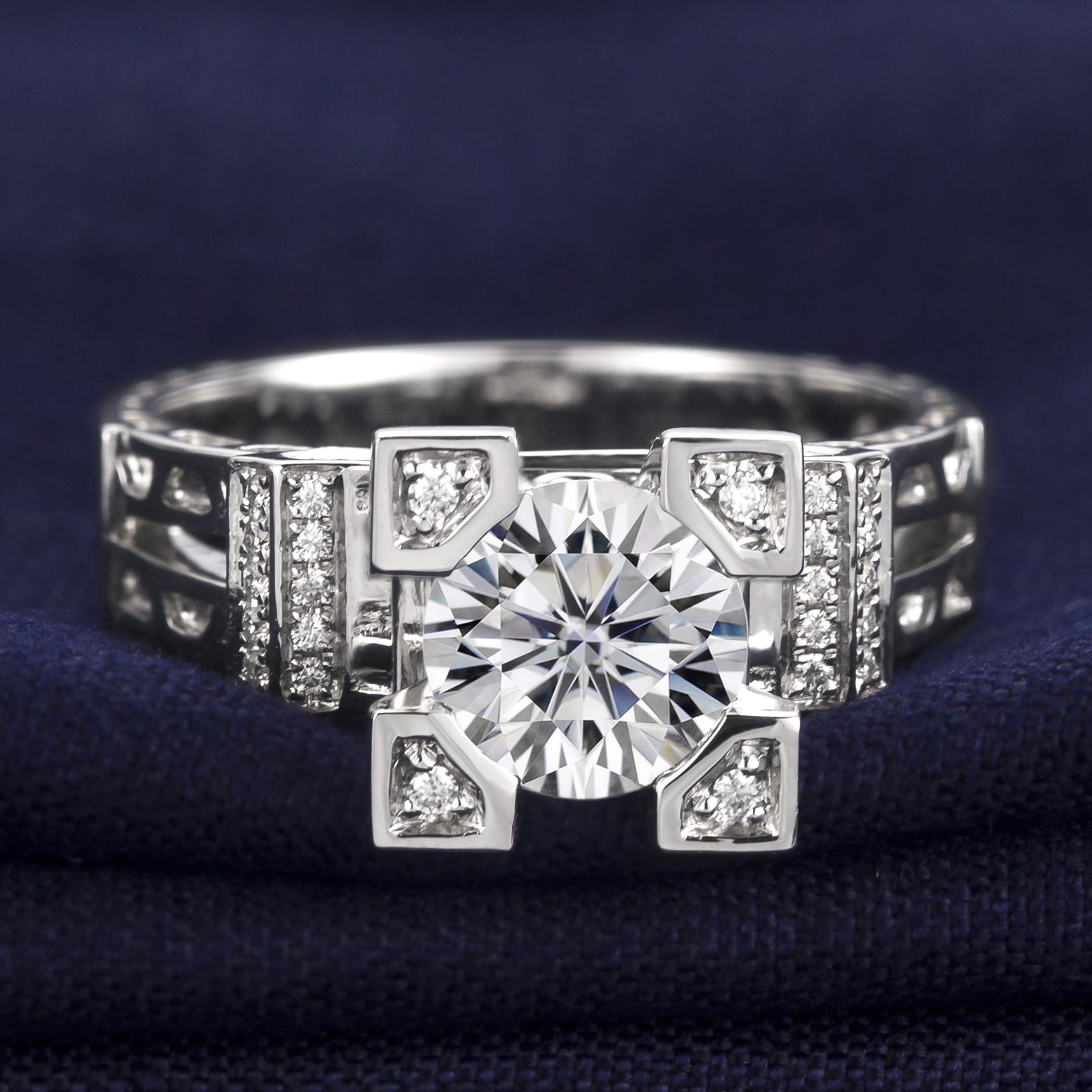 Barang Kemas Messi - Cincin Pertunangan Set Pasangan Barang Kemas Emas putih 14k 18k Perkahwinan Untuk Lelaki Wanita Cincin perkahwinan Universal Paris Tower 13