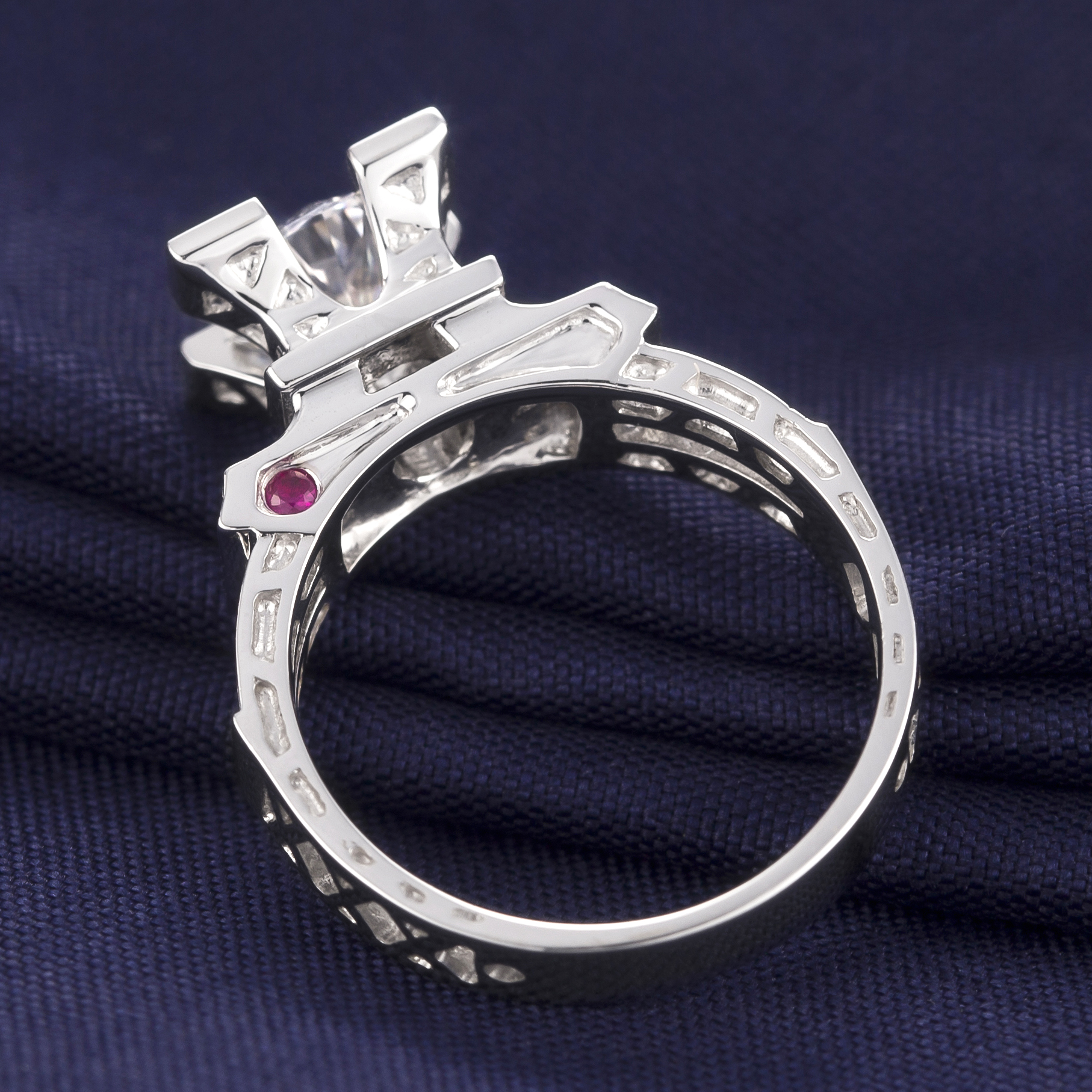 Barang Kemas Messi - Cincin Pertunangan Set Pasangan Barang Kemas Emas putih 14k 18k Perkahwinan Untuk Lelaki Wanita Cincin perkahwinan Universal Paris Tower 12