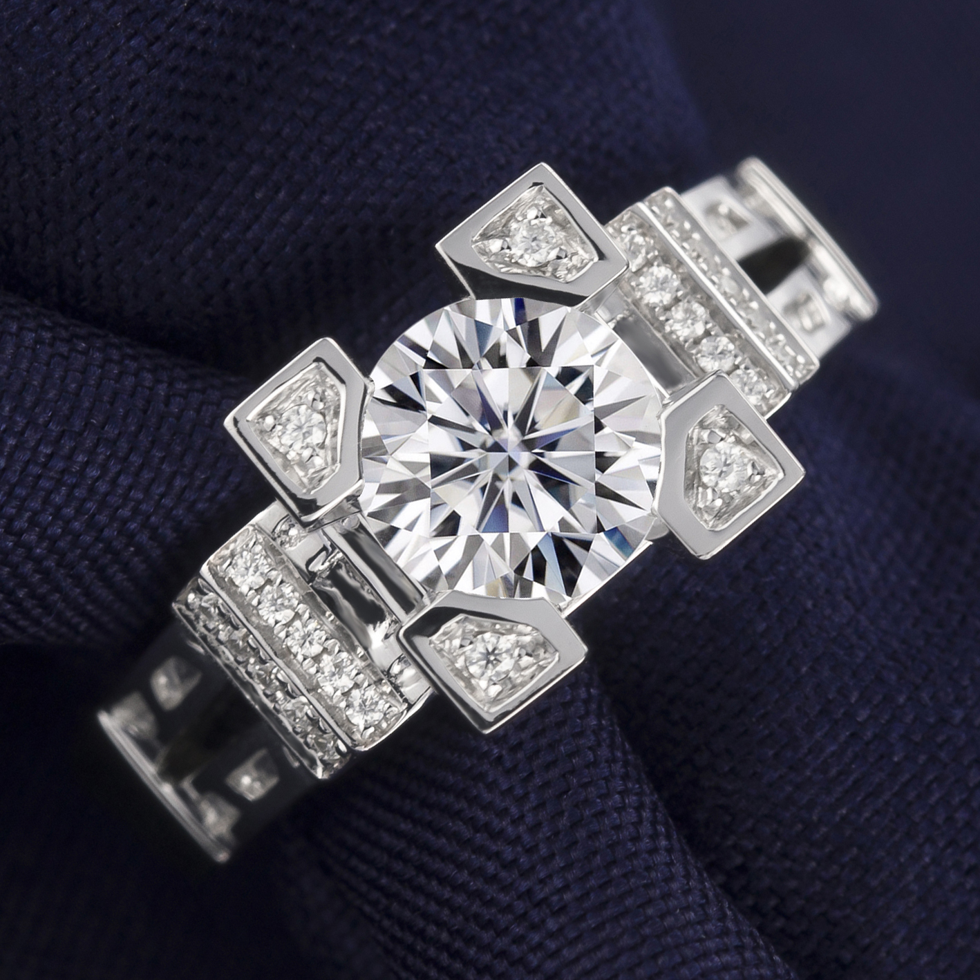 Barang Kemas Messi - Cincin Pertunangan Set Pasangan Barang Kemas Emas putih 14k 18k Perkahwinan Untuk Lelaki Wanita Cincin perkahwinan Universal Paris Tower 10