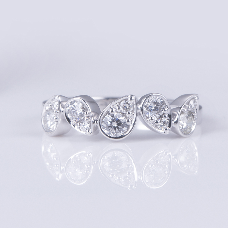 Messi Alahas - Messi Alahas MSR-644 18k Puti nga bulawan nga peras Engagement Wedding Lab diamante Singsing Lab Diamond Alahas 11