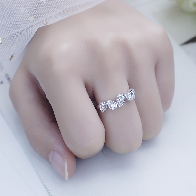 Messi Alahas - Messi Alahas MSR-644 18k Puti nga bulawan nga peras Engagement Wedding Lab diamante Singsing Lab Diamond Alahas 13