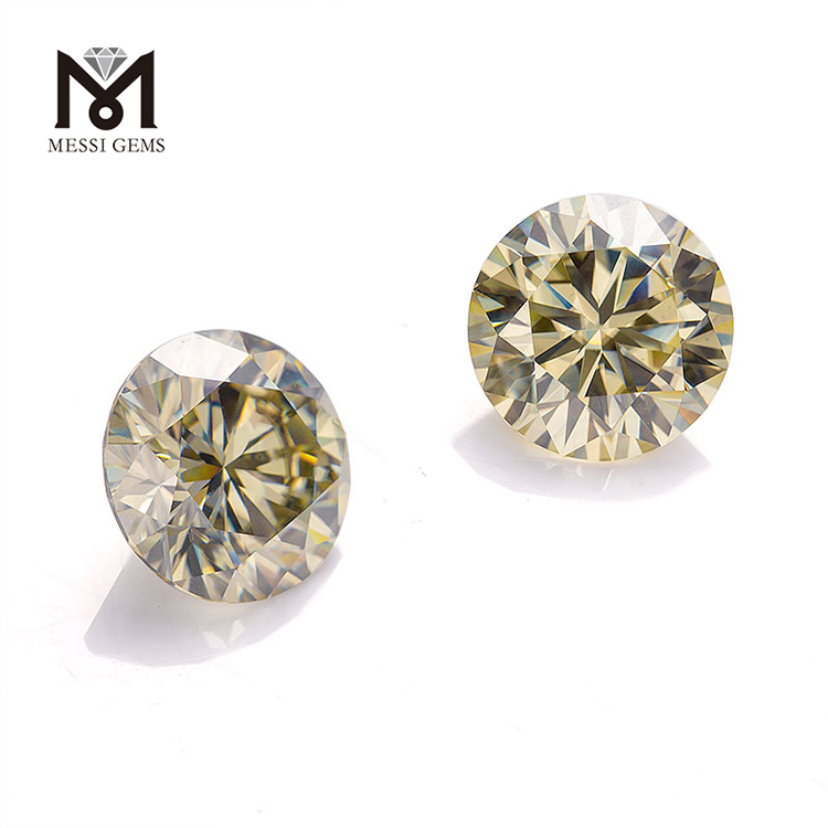 Messi Alahas - Messi Alahas 4.0~10mm Yellow Moissanite Diamond Synthetic Loose Gemstone Yellow Moissanite Round 10
