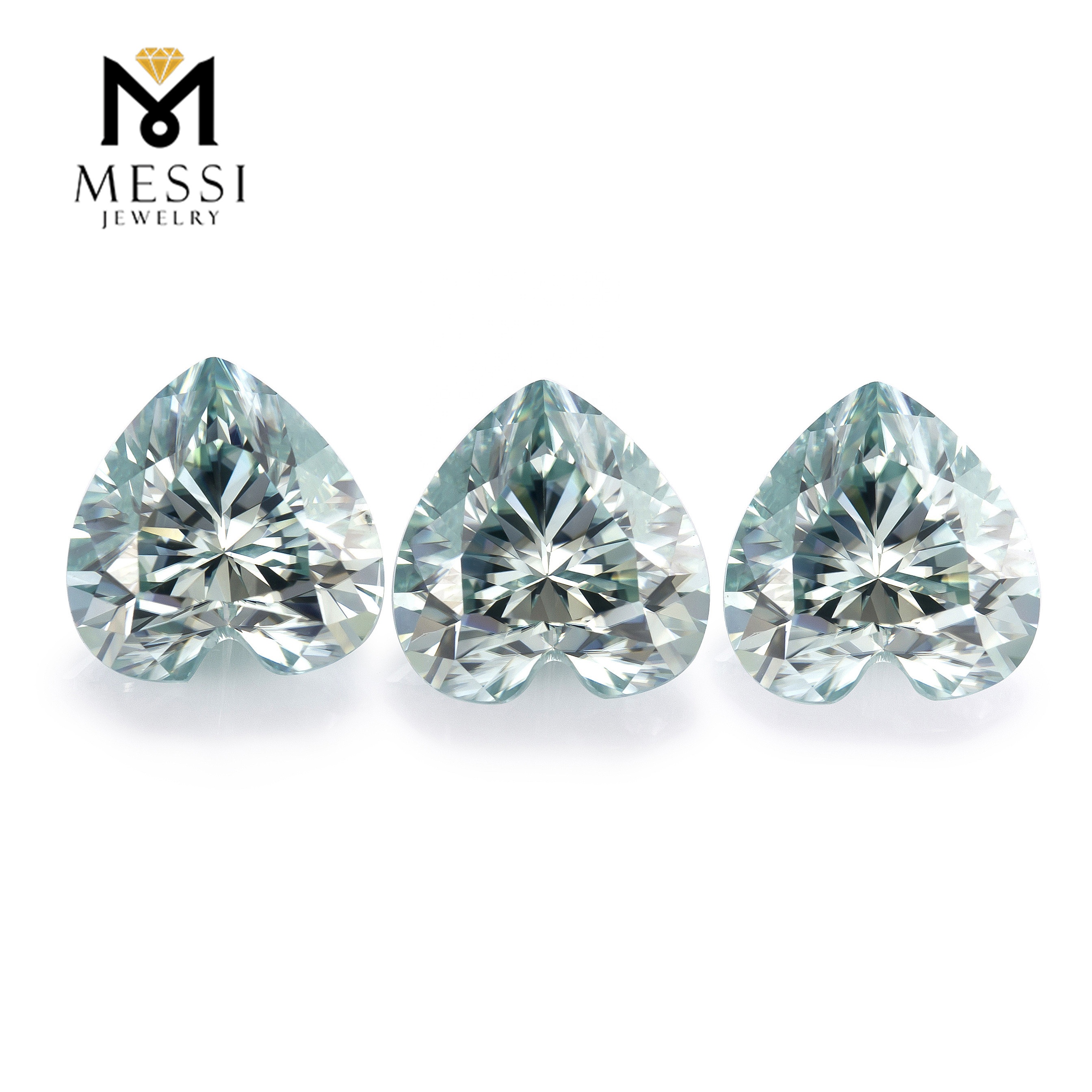 Messi Alahas - Messi Alahas wholesale nga presyo nga alahas nga naghimo og sintetikong moissanite nga bato nga loose color blue moissanite Heart 8
