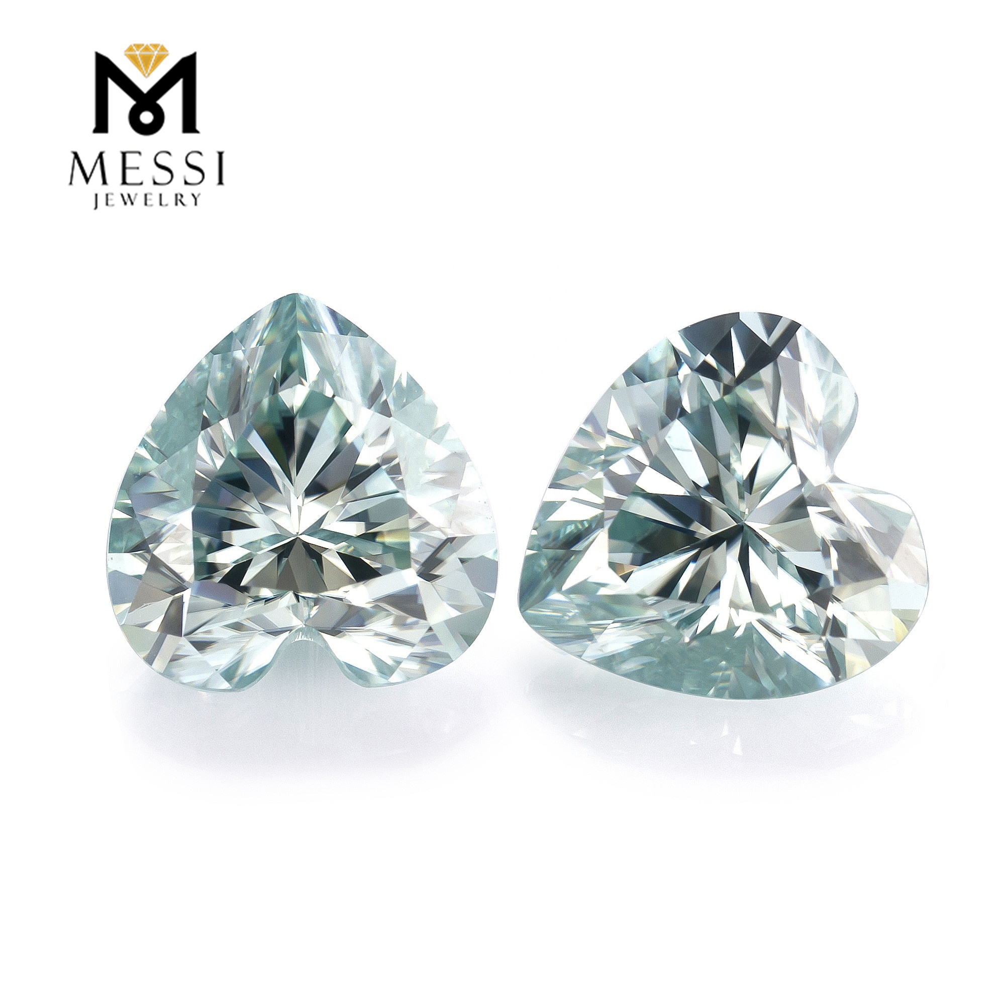 Messi Alahas - Messi Alahas wholesale nga presyo nga alahas nga naghimo og sintetikong moissanite nga bato nga loose color blue moissanite Heart 14