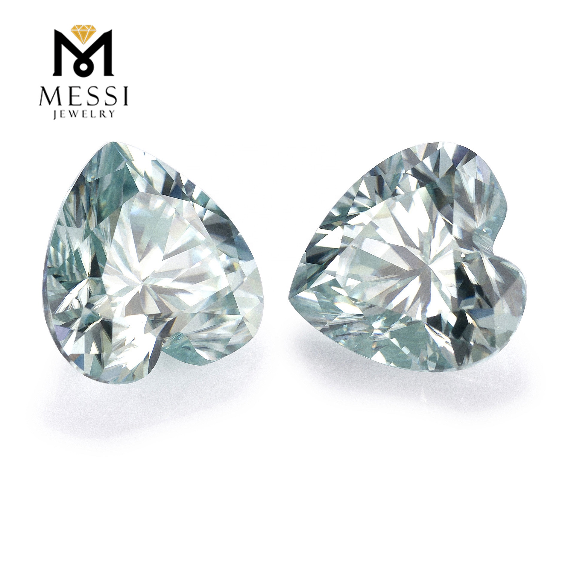Messi Alahas - Messi Alahas wholesale nga presyo nga alahas nga naghimo og sintetikong moissanite nga bato nga loose color blue moissanite Heart 12