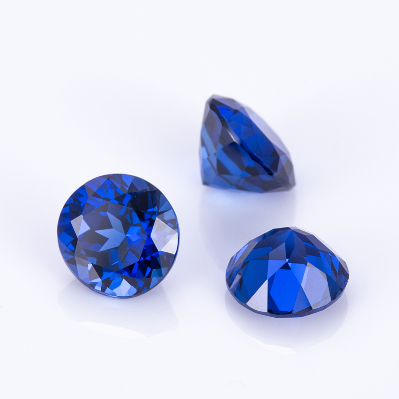 Messi Jewelry - Round Lab Grown Royal Blue Sapphire Hydrothermal RoyalBlue Sapphire Stone Lab Created Blue Sapphire Lab Ruby & Sapphire 12